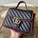 583571 Gucci GG Marmont 系列迷你手提包 斜纹绗缝皮革女包 黑色