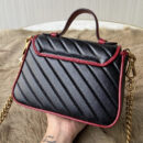 583571 Gucci GG Marmont 系列迷你手提包 斜纹绗缝皮革女包 黑色