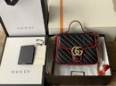 583571 Gucci GG Marmont 系列迷你手提包 斜纹绗缝皮革女包 黑色