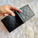 473916 CWC1N 1000 Gucci Signature黑色皮夹 金属GG双折钱包