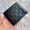 473916 CWC1N 1000 Gucci Signature黑色皮夹 金属GG双折钱包