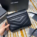 467072 YSL圣罗兰LOULOU黑色真皮小肩包配有Y形绗缝 黑色金扣