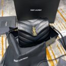 467072 YSL圣罗兰LOULOU黑色真皮小肩包配有Y形绗缝 黑色金扣