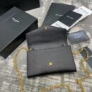 607788 YSL圣罗兰 UPTOWN粒面压印皮革链条钱包 YSL信封包 黑色