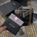 494699 YSL圣罗兰小号loulou 黑色“y”字形提花真皮链条包 黑色金扣
