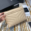 494699 YSL圣罗兰 Saint Laurent LOULOU小号“Y”型绗缝皮革手袋 杏色金扣