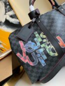 N40262 LV Keepall 50 旅行袋 Damier Graphite 帆布旅行袋 红色印花