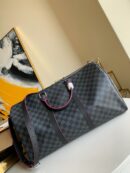 N40262 LV Keepall 50 旅行袋 Damier Graphite 帆布旅行袋 红色印花