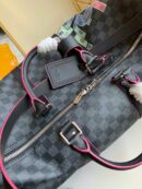 N40262 LV Keepall 50 旅行袋 Damier Graphite 帆布旅行袋 红色印花