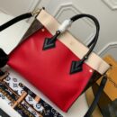 M53824 LV ON MY SIDE 手袋 撞色帆布手提单肩斜挎包 红色