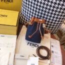 8BS010 Fendi 蓝色牛仔布迷你手袋 Fendi女包 芬迪迷你水桶包 蓝色