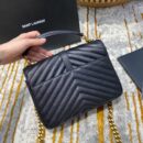 487213 YSL圣罗兰经典中号monogram黑色小羊真皮链条包 黑色金扣