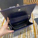 354119 YSL圣罗兰经典中号monogram图案型圣罗兰鳄鱼纹流苏挎包 蓝色
