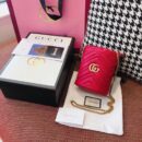575163 Gucci GG Marmont系列迷你水桶包 Gucci圆筒包 红色