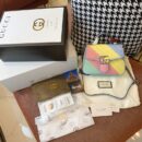 547260 Gucci GG Marmont马卡龙系列迷你手提包 绗缝V型皮革 白色