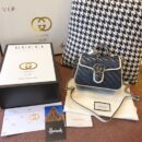 583571 Gucci GG Marmont 系列迷你手提包 斜纹绗缝皮革女包 蓝色