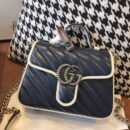 583571 Gucci GG Marmont 系列迷你手提包 斜纹绗缝皮革女包 蓝色