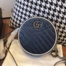 550154 Gucci GG Marmont系列圆形迷你肩背包 古驰圆饼包 蓝色