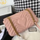 443497 Gucci GG Marmont系列小号绗缝肩背包 Gucci酒神包 粉色