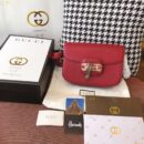 602204 Gucci 1955马衔扣肩背包 Gucci马鞍包 红色复古格织纹皮革