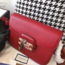 602204 Gucci 1955马衔扣肩背包 Gucci马鞍包 红色复古格织纹皮革