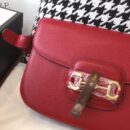 602204 Gucci 1955马衔扣肩背包 Gucci马鞍包 红色复古格织纹皮革
