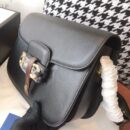 602204 Gucci 1955马衔扣肩背包 Gucci马鞍包 黑色复古格织纹皮革