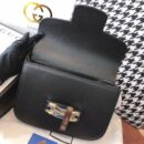 602204 Gucci 1955马衔扣肩背包 Gucci马鞍包 黑色复古格织纹皮革