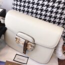 602204 Gucci 1955马衔扣肩背包 Gucci马鞍包 白色复古格织纹皮革