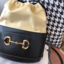 602118 Gucci 马衔扣1955系列水桶包 古驰水桶包 黑配黄