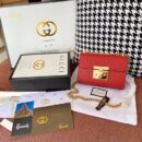 409487 Gucci Padlock系列 Signature 真皮 链条肩背包 红色