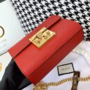 409487 Gucci Padlock系列 Signature 真皮 链条肩背包 红色