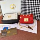 432182 Gucci Padlock系列铆钉包 古驰单肩女包 红色