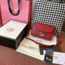 596478 Gucci 2019秋冬丝巾中号牛皮革肩背包 古驰单肩斜挎包 红色