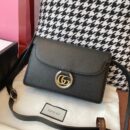 596478 Gucci 2019秋冬丝巾中号牛皮革肩背包 古驰单肩斜挎包 黑色