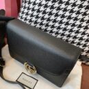 596478 Gucci 2019秋冬丝巾中号牛皮革肩背包 古驰单肩斜挎包 黑色