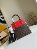 M45389 LV FOLD TOTE 小号手袋 Monogram 帆布配小牛皮女包 红色