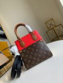 M45389 LV FOLD TOTE 小号手袋 Monogram 帆布配小牛皮女包 红色