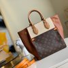 M45376 LV FOLD TOTE 中号手袋 Monogram 帆布配小牛皮女包 奶白色