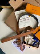 M0231T LV STAPLES 双面腰带 LV方形搭扣男士皮带 蓝色
