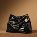 Chanel沙滩袋2024早春新款黑色/金扣免检版