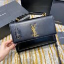 634723 YSL圣罗兰女包 NEW MEDIUM SUNSET光滑皮革肩背包 黑色