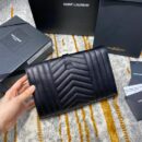 620280 YSL圣罗兰女包 MONOGRAM粒面压印皮革信封包 黑色