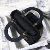 M0565 迪奥 中号 Lady D-Lite 手袋 藤格纹刺绣 黑色
