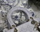 M0565 迪奥 中号 Lady D-Lite 手袋 藤格纹刺绣 灰色