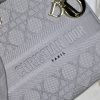 M0565 迪奥 中号 Lady D-Lite 手袋 藤格纹刺绣 灰色