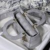 M0565 迪奥 中号 Lady D-Lite 手袋 藤格纹刺绣 灰色