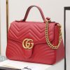 498110 Gucci古驰 GG Marmont系列小号手提包 芙蓉红