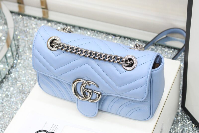 446744 Gucci古驰女包 GG Marmont系列迷你手袋 蓝色 - Image 3