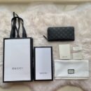 307987 Gucci Signature皮革全拉链式钱包 Gucci男士钱包 黑色